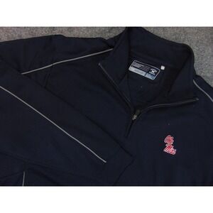 Ole Miss Pullover Mens XL Cutter & Buck DryTec Navy Blue Solid Quarter Zip NCAA